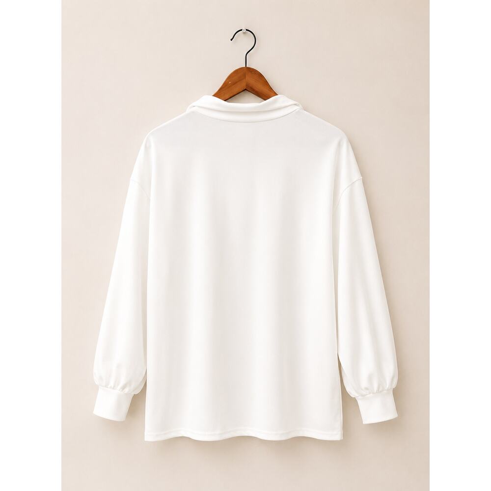 White Coastal Classic 3/4 Sleeve Womens Shirt Size L Normcore Staple Minimalist - Picture 2 of 8